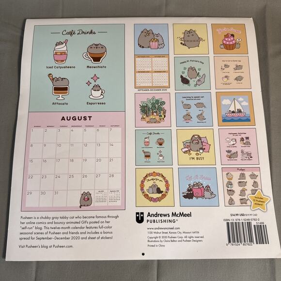 Pusheen 2021 Calendar Open Used No Stickers And Writing On One Page - Picture 3 of 5